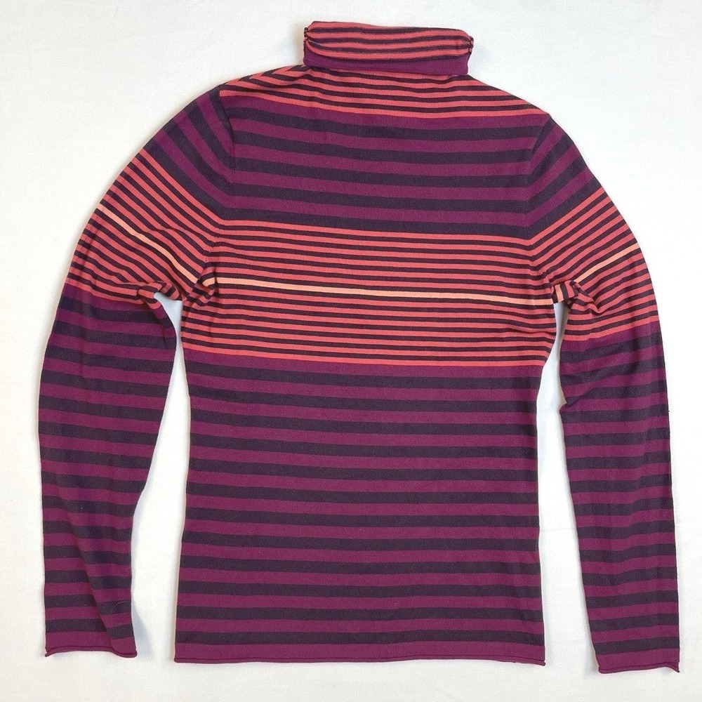 Duluth Trading Co Womens Med Turtle Neck Striped Coolmax S'No Sweat Knit Sweater